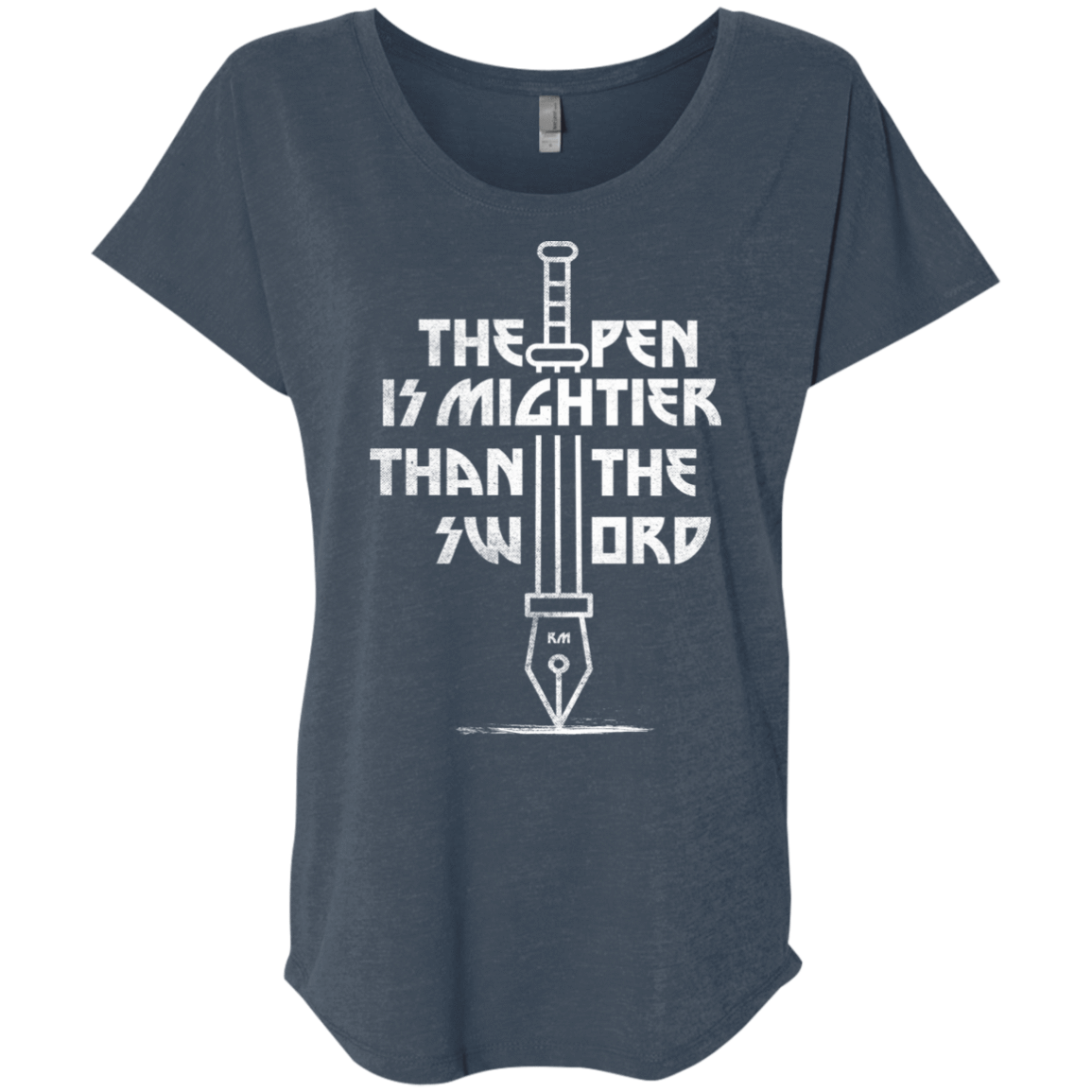 T-Shirts Indigo / X-Small Mighty Pen Triblend Dolman Sleeve