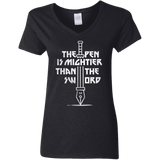 T-Shirts Black / S Mighty Pen Women's V-Neck T-Shirt