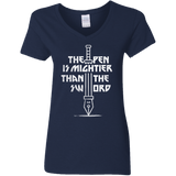 T-Shirts Navy / S Mighty Pen Women's V-Neck T-Shirt