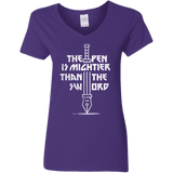 T-Shirts Purple / S Mighty Pen Women's V-Neck T-Shirt