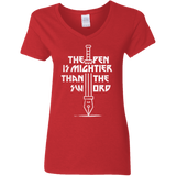 T-Shirts Red / S Mighty Pen Women's V-Neck T-Shirt