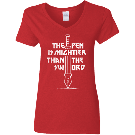 T-Shirts Red / S Mighty Pen Women's V-Neck T-Shirt