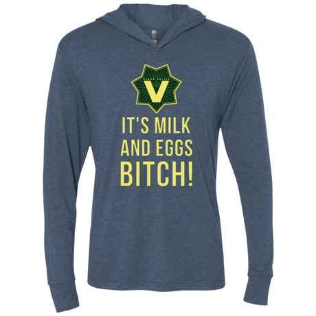 T-Shirts Indigo / X-Small Milk and Eggs Triblend Long Sleeve Hoodie Tee