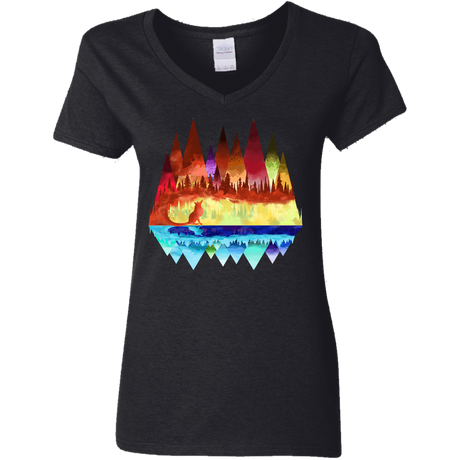 T-Shirts Black / S Mirrored Range Women's V-Neck T-Shirt