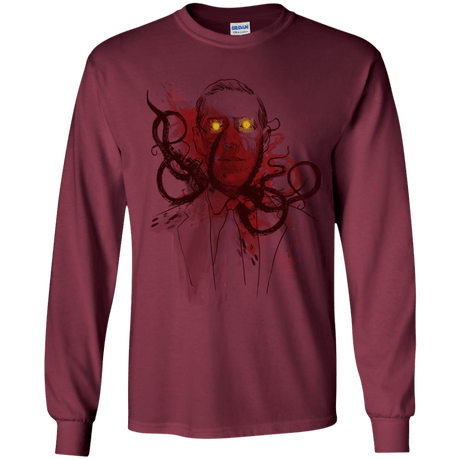T-Shirts Maroon / YS Miskatoninked Youth Long Sleeve T-Shirt