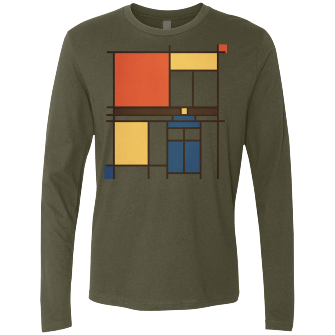 T-Shirts Military Green / Small Mondrian Who Men's Premium Long Sleeve