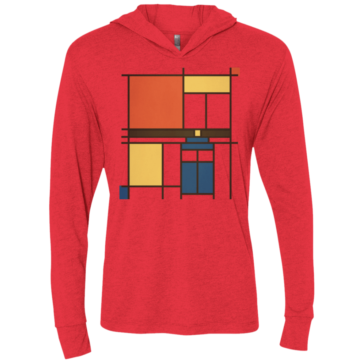 T-Shirts Vintage Red / X-Small Mondrian Who Triblend Long Sleeve Hoodie Tee