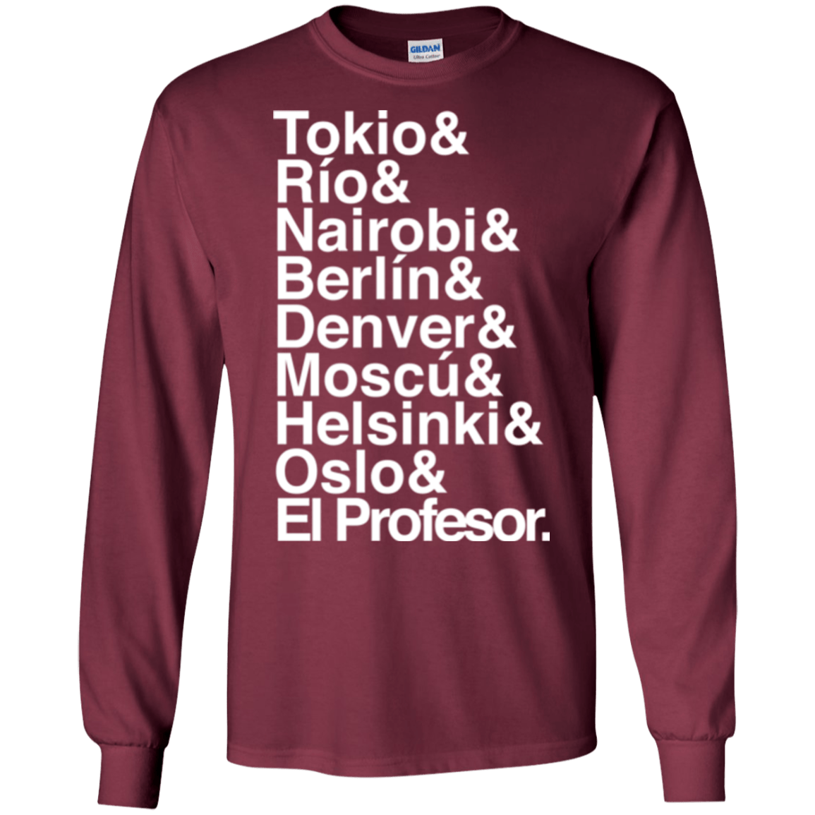 T-Shirts Maroon / S Money Heist Jetset Men's Long Sleeve T-Shirt