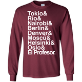 T-Shirts Maroon / S Money Heist Jetset Men's Long Sleeve T-Shirt