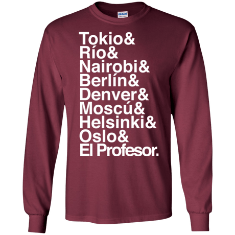 T-Shirts Maroon / S Money Heist Jetset Men's Long Sleeve T-Shirt