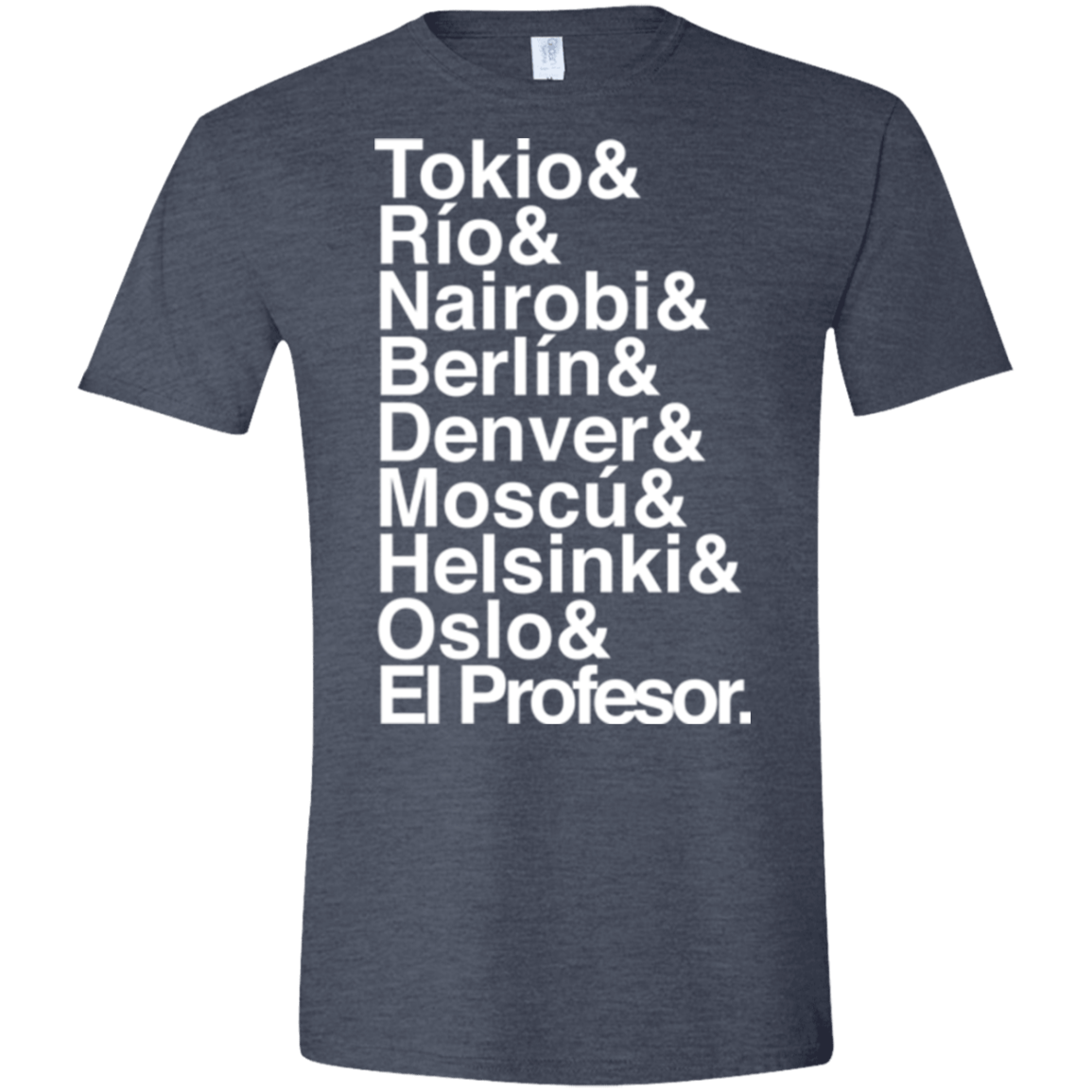 T-Shirts Heather Navy / S Money Heist Jetset Men's Semi-Fitted Softstyle