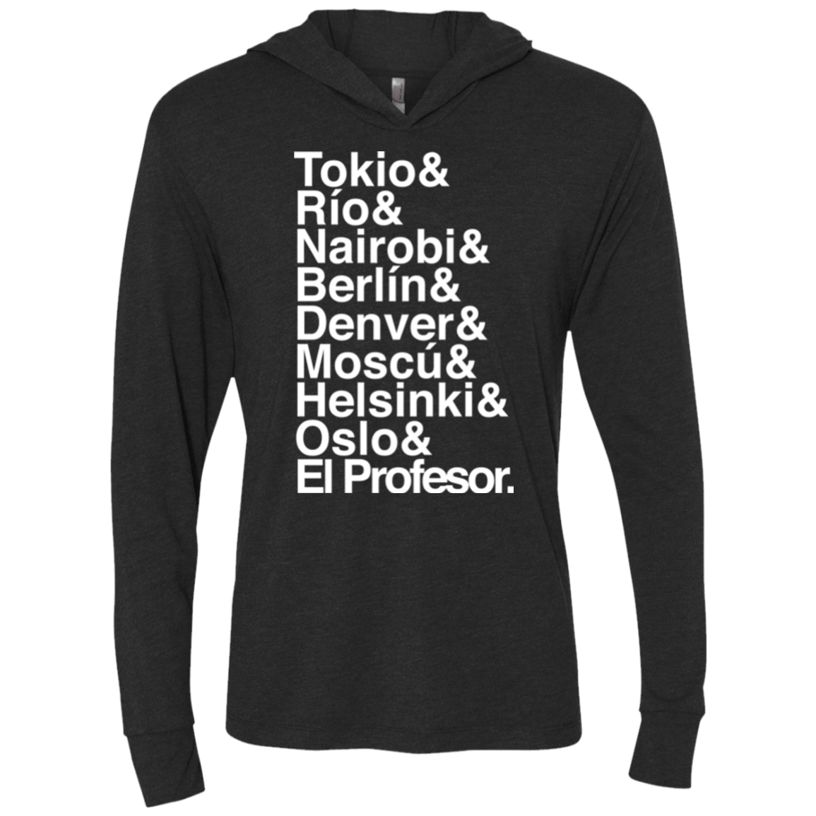 T-Shirts Vintage Black / X-Small Money Heist Jetset Triblend Long Sleeve Hoodie Tee