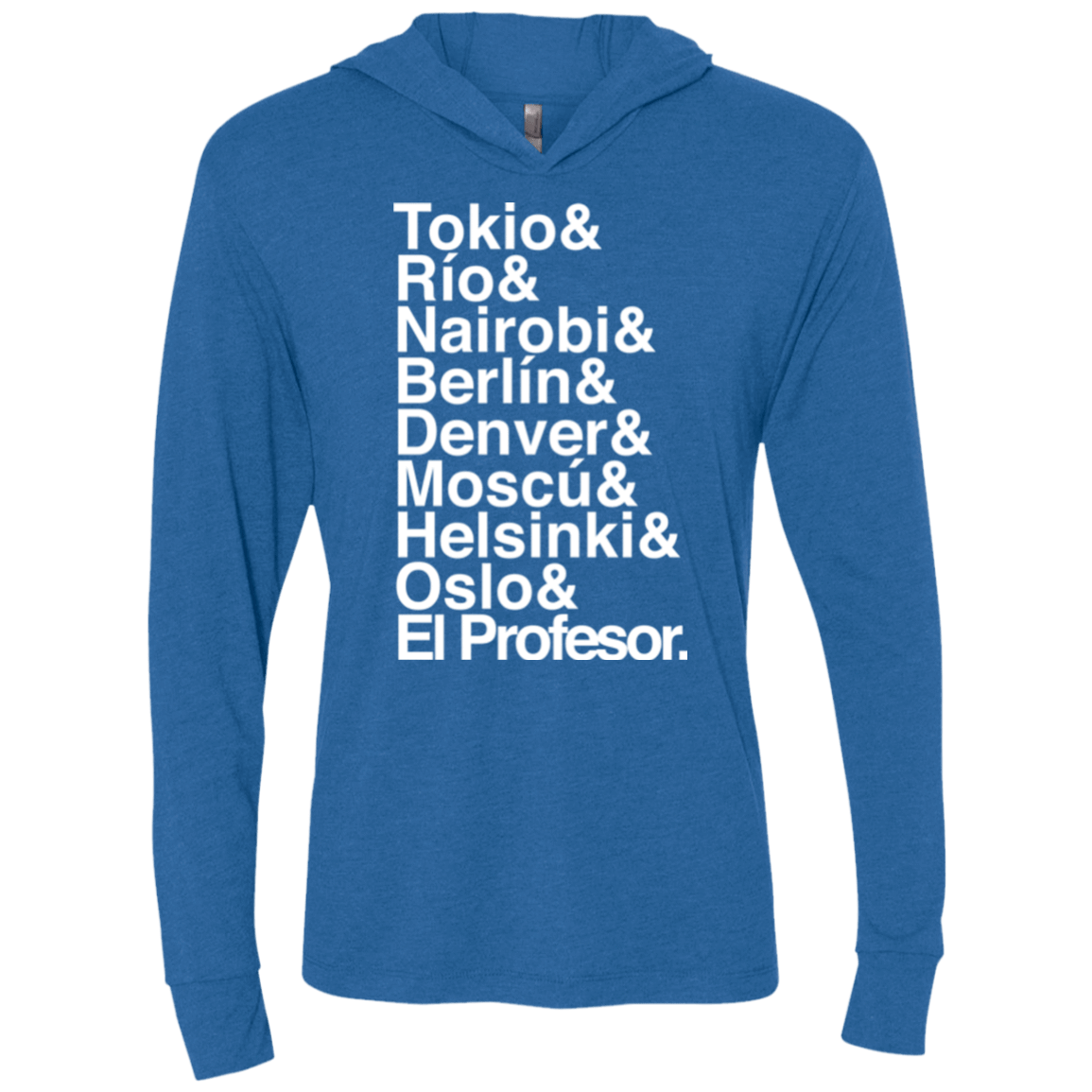 T-Shirts Vintage Royal / X-Small Money Heist Jetset Triblend Long Sleeve Hoodie Tee