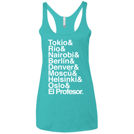T-Shirts Tahiti Blue / X-Small Money Heist Jetset Women's Triblend Racerback Tank