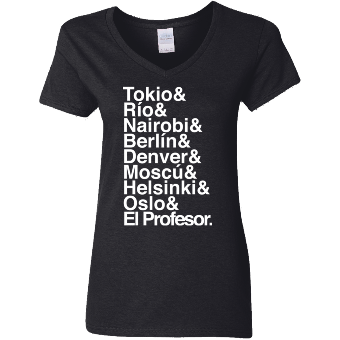 T-Shirts Black / S Money Heist Jetset Women's V-Neck T-Shirt