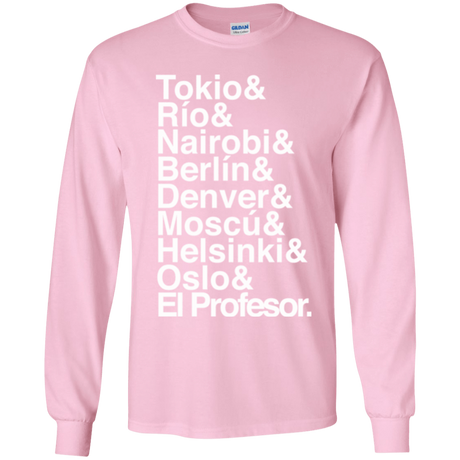 T-Shirts Light Pink / YS Money Heist Jetset Youth Long Sleeve T-Shirt
