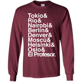 T-Shirts Maroon / YS Money Heist Jetset Youth Long Sleeve T-Shirt
