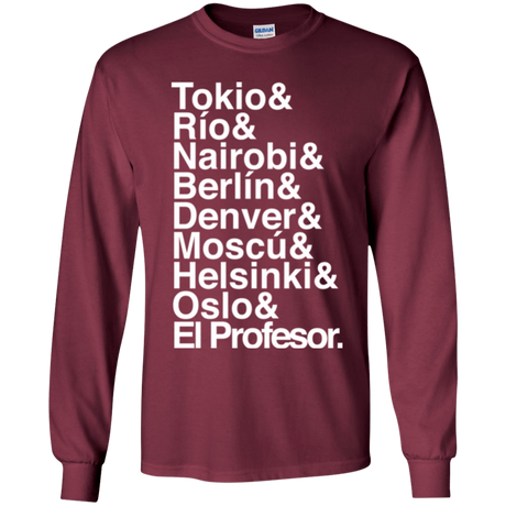 T-Shirts Maroon / YS Money Heist Jetset Youth Long Sleeve T-Shirt