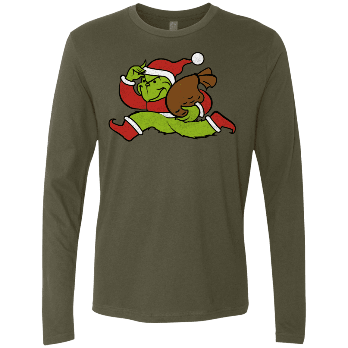 T-Shirts Military Green / S Monopoly Grinch Men's Premium Long Sleeve