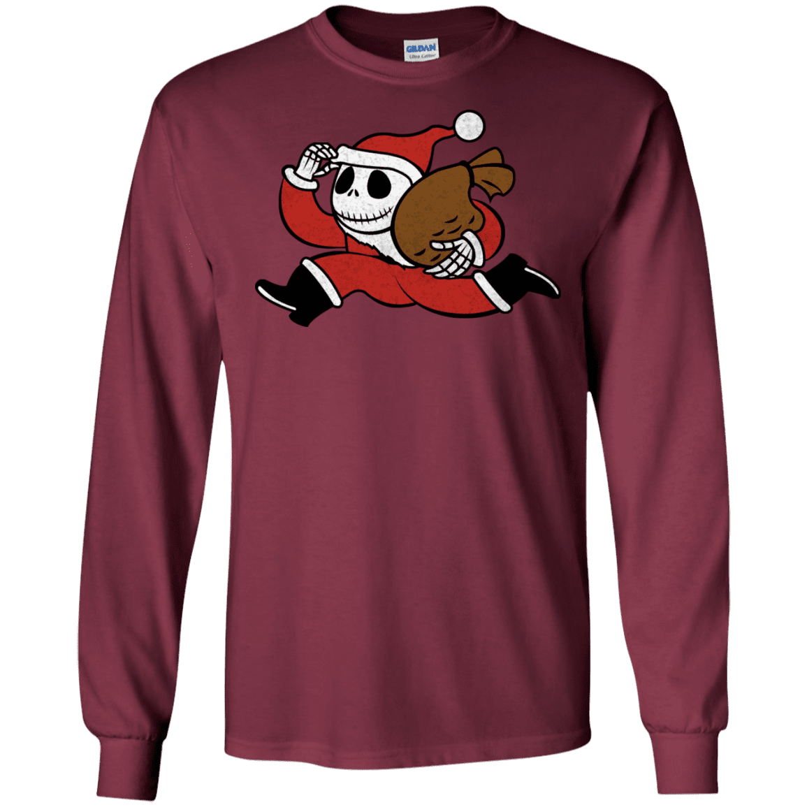 T-Shirts Maroon / S Monopoly Skellington Men's Long Sleeve T-Shirt