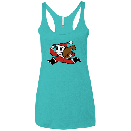 T-Shirts Tahiti Blue / X-Small Monopoly Skellington Women's Triblend Racerback Tank