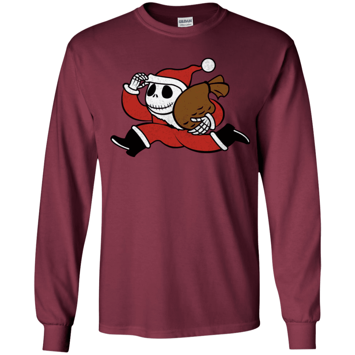 T-Shirts Maroon / YS Monopoly Skellington Youth Long Sleeve T-Shirt