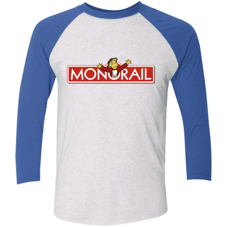 T-Shirts Heather White/Vintage Royal / X-Small Monorail Men's Triblend 3/4 Sleeve