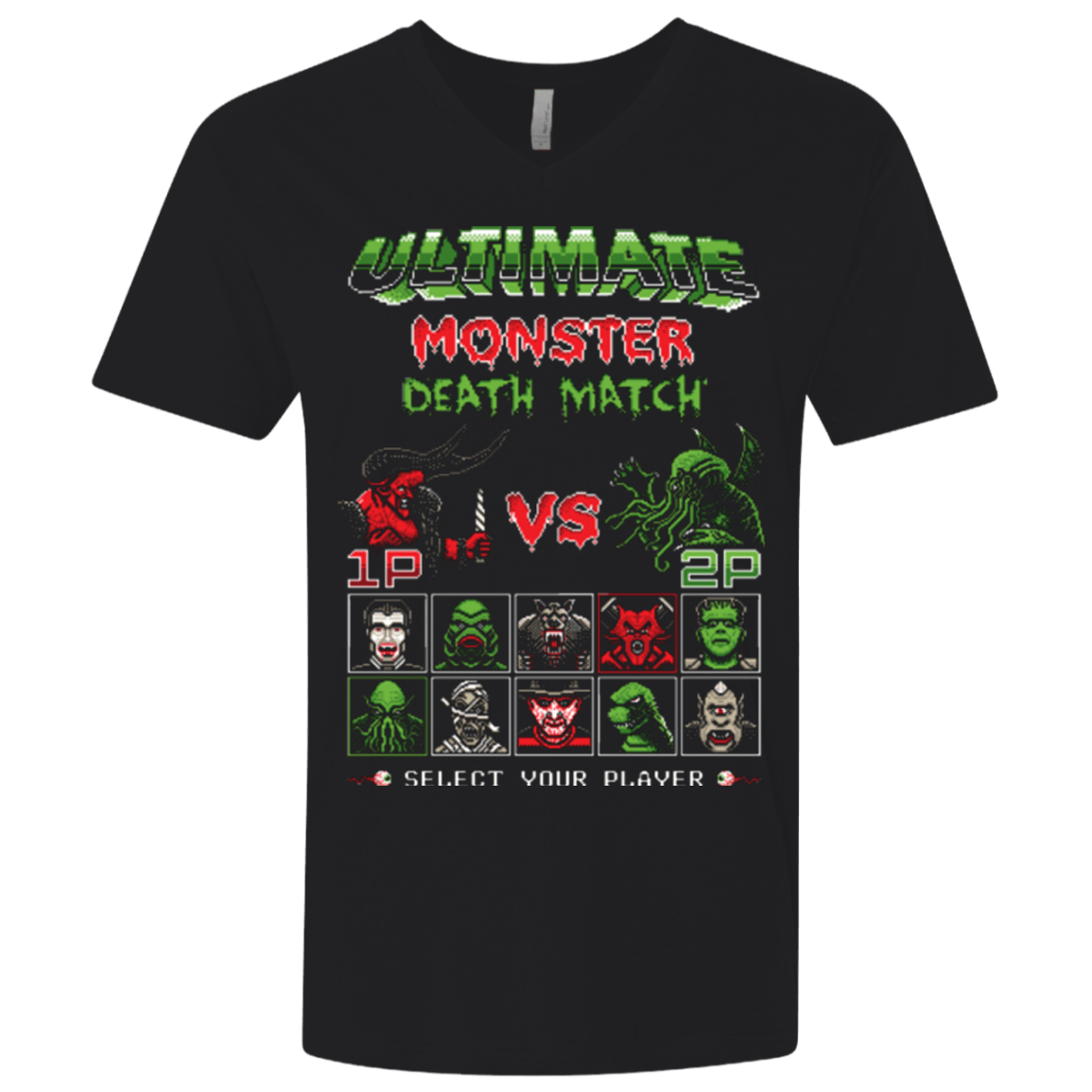 T-Shirts Black / X-Small Monster Death Match Men's Premium V-Neck