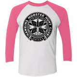 T-Shirts Heather White/Vintage Pink / X-Small Monster Hunt Club Men's Triblend 3/4 Sleeve