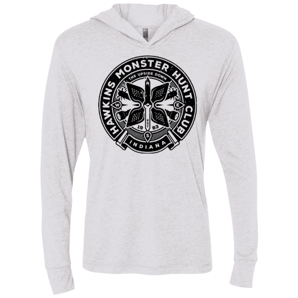T-Shirts Heather White / X-Small Monster Hunt Club Triblend Long Sleeve Hoodie Tee