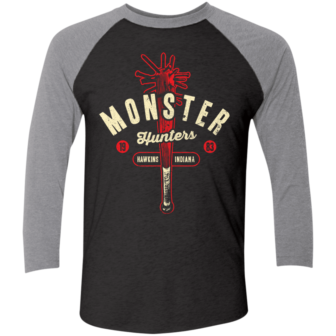 T-Shirts Vintage Black/Premium Heather / X-Small Monster Hunters 83 Men's Triblend 3/4 Sleeve