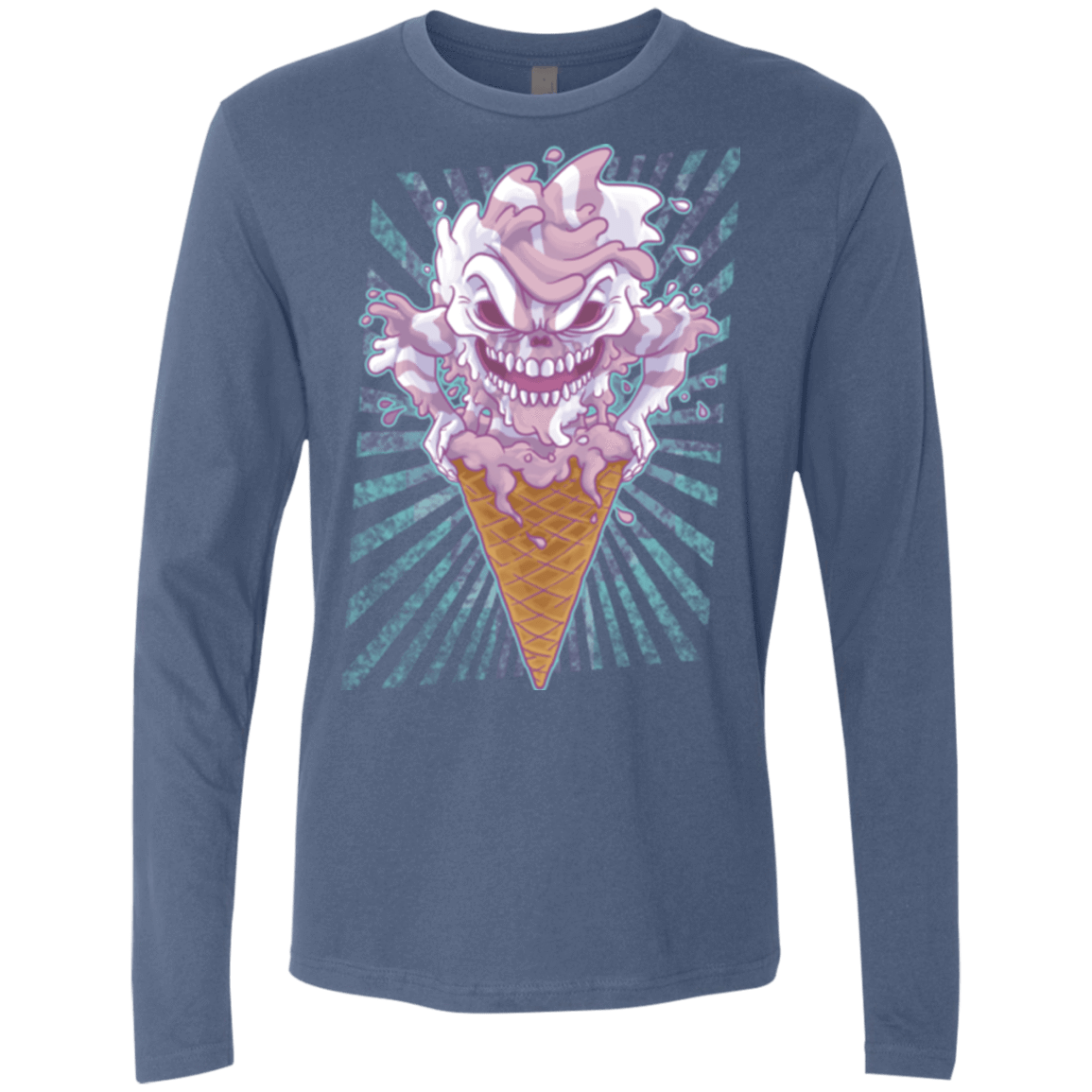 T-Shirts Indigo / Small Monster Ice Cream Men's Premium Long Sleeve