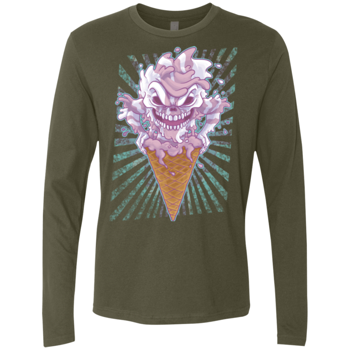 T-Shirts Military Green / Small Monster Ice Cream Men's Premium Long Sleeve