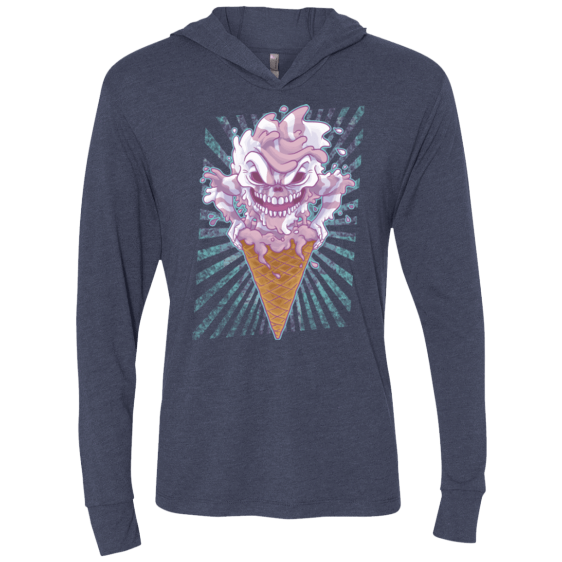 T-Shirts Vintage Navy / X-Small Monster Ice Cream Triblend Long Sleeve Hoodie Tee