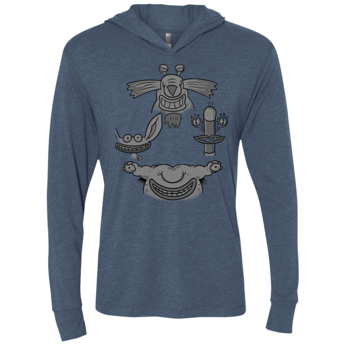 T-Shirts Indigo / X-Small MONSTER RHAPSODY Triblend Long Sleeve Hoodie Tee