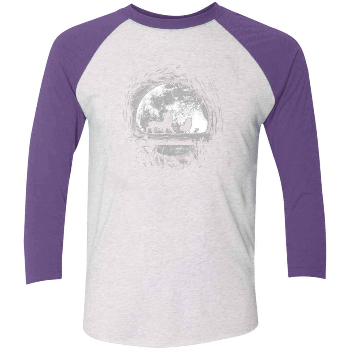 T-Shirts Heather White/Purple Rush / X-Small Moonlight Men's Triblend 3/4 Sleeve