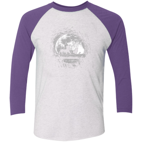 T-Shirts Heather White/Purple Rush / X-Small Moonlight Men's Triblend 3/4 Sleeve