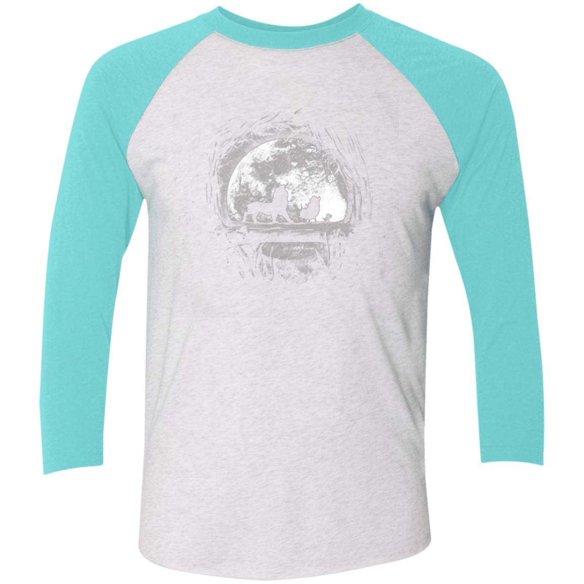 T-Shirts Heather White/Tahiti Blue / X-Small Moonlight Men's Triblend 3/4 Sleeve