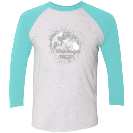 T-Shirts Heather White/Tahiti Blue / X-Small Moonlight Men's Triblend 3/4 Sleeve
