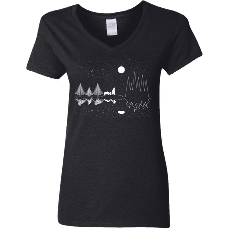 T-Shirts Black / S Moonlit Travels Women's V-Neck T-Shirt