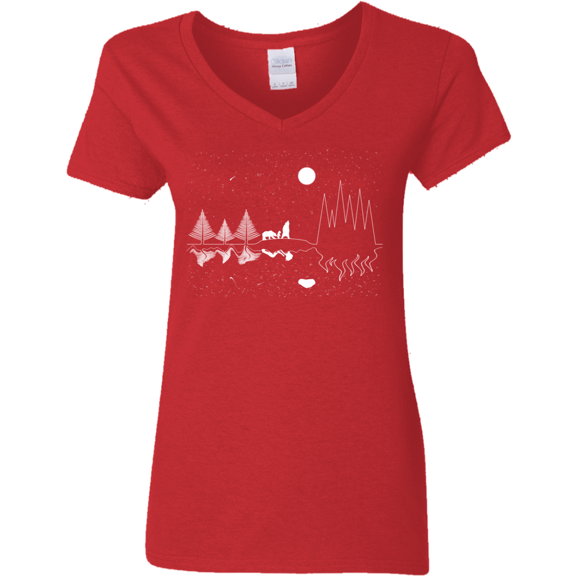 T-Shirts Red / S Moonlit Travels Women's V-Neck T-Shirt