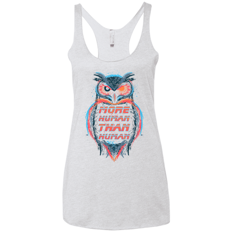 T-Shirts Heather White / X-Small More Human than Human Women's Triblend Racerback Tank