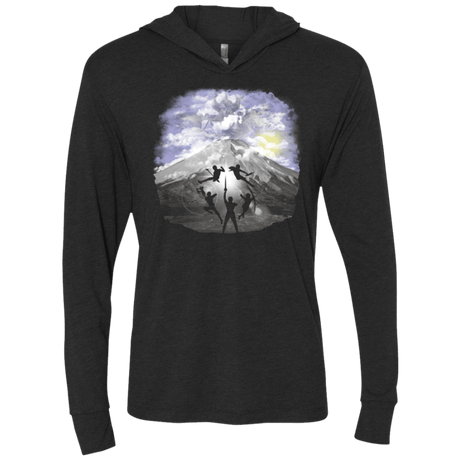 T-Shirts Vintage Black / X-Small Morphin' and Fightin' Triblend Long Sleeve Hoodie Tee