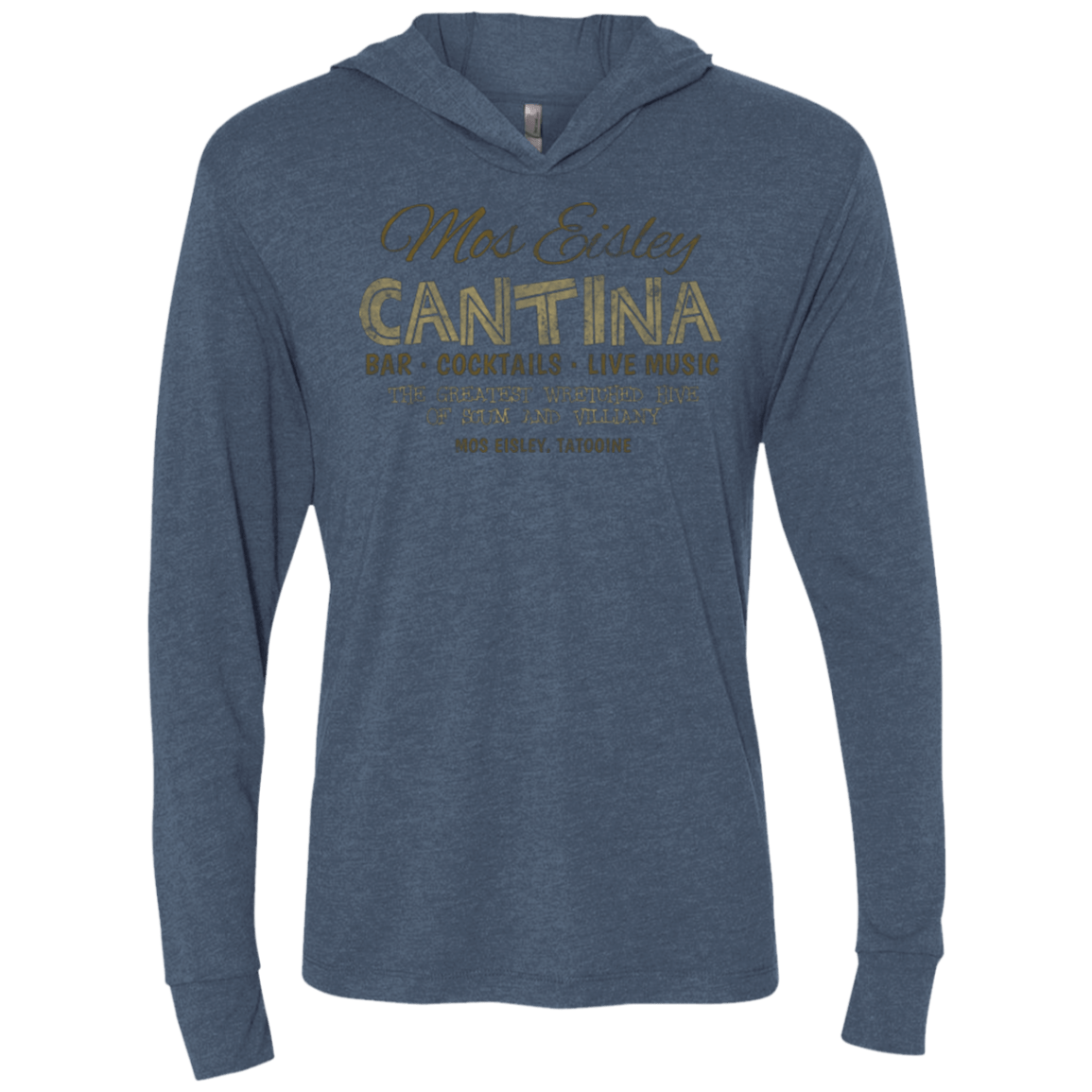 T-Shirts Indigo / X-Small Mos Eisley Cantina Triblend Long Sleeve Hoodie Tee