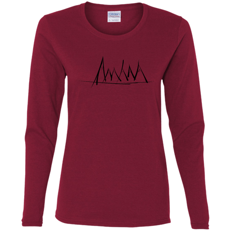 T-Shirts Cardinal / S Mountain Brush Strokes Women's Long Sleeve T-Shirt