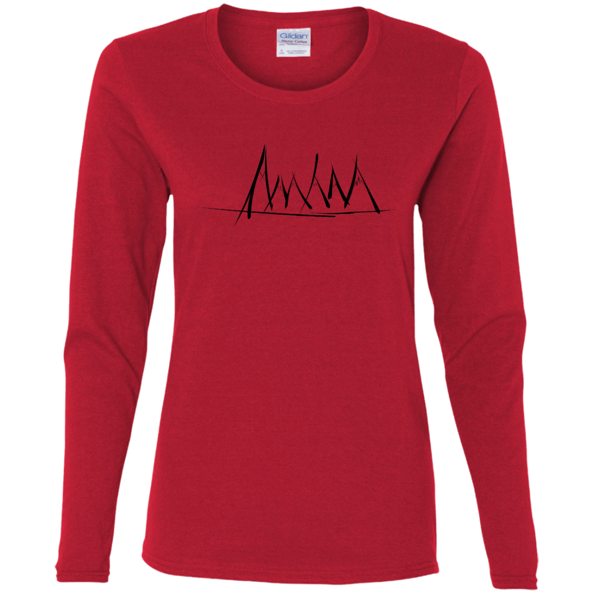 T-Shirts Red / S Mountain Brush Strokes Women's Long Sleeve T-Shirt