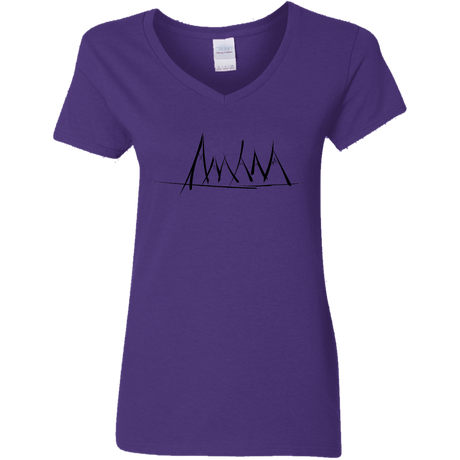 T-Shirts Purple / S Mountain Brush Strokes Women's V-Neck T-Shirt