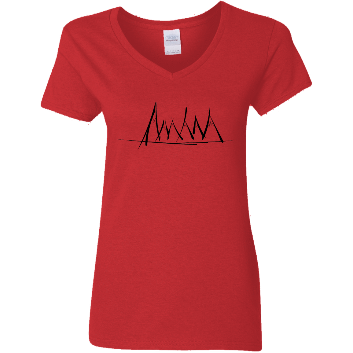 T-Shirts Red / S Mountain Brush Strokes Women's V-Neck T-Shirt