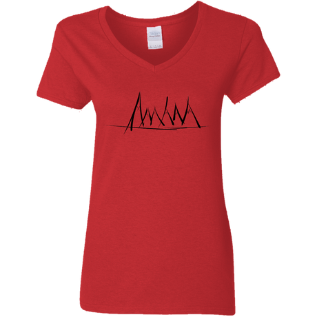 T-Shirts Red / S Mountain Brush Strokes Women's V-Neck T-Shirt