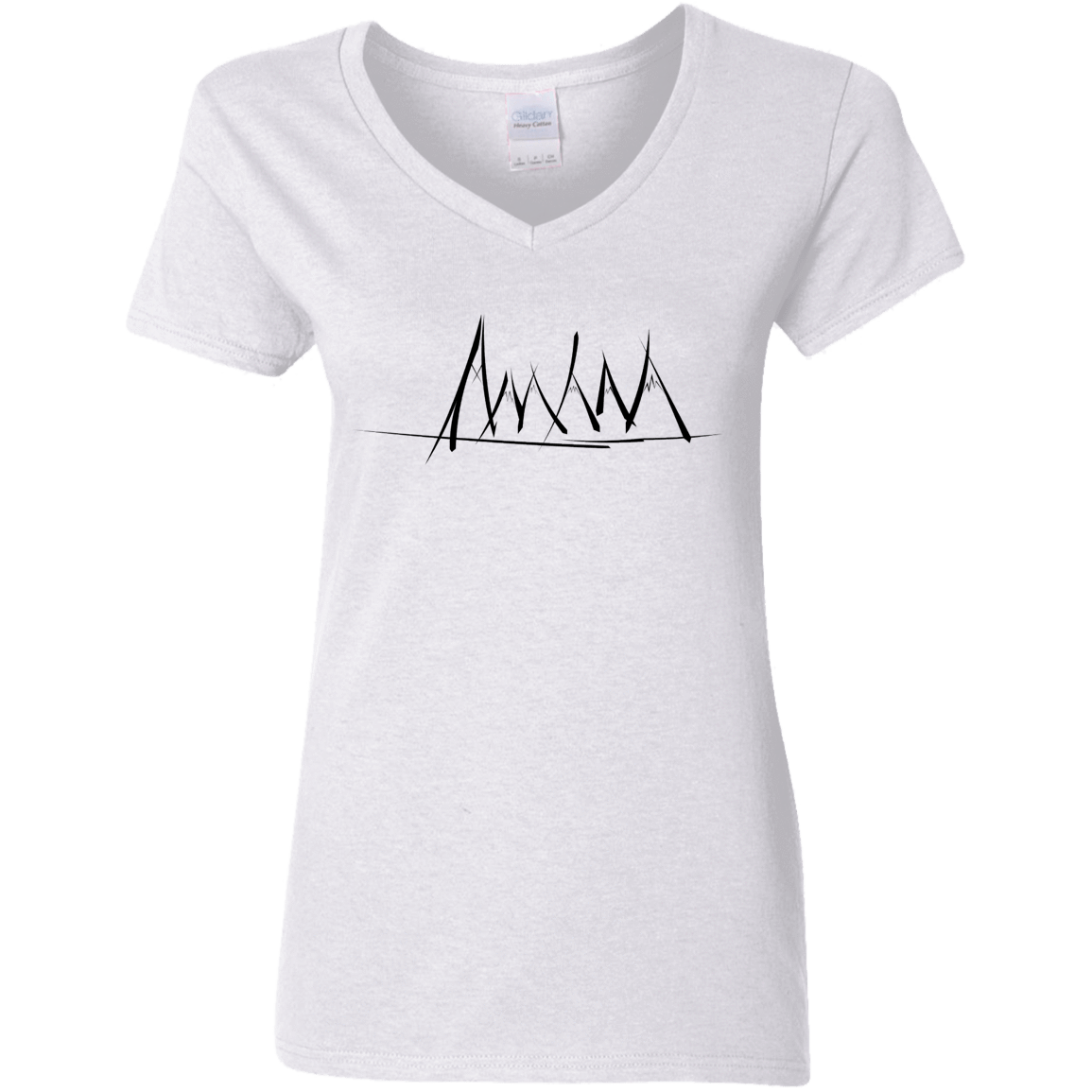 T-Shirts White / S Mountain Brush Strokes Women's V-Neck T-Shirt